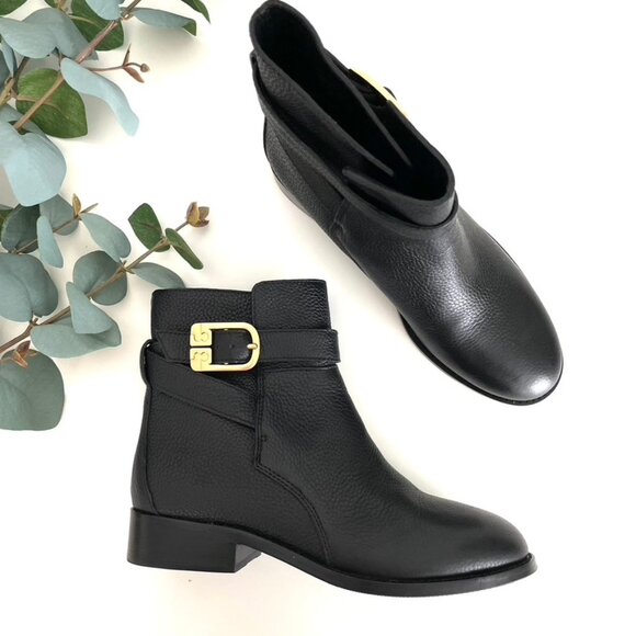 Tory Burch Brooke Black Tumbled Leather Ankle Booties Size 6 NWT - Picture 4 of 10